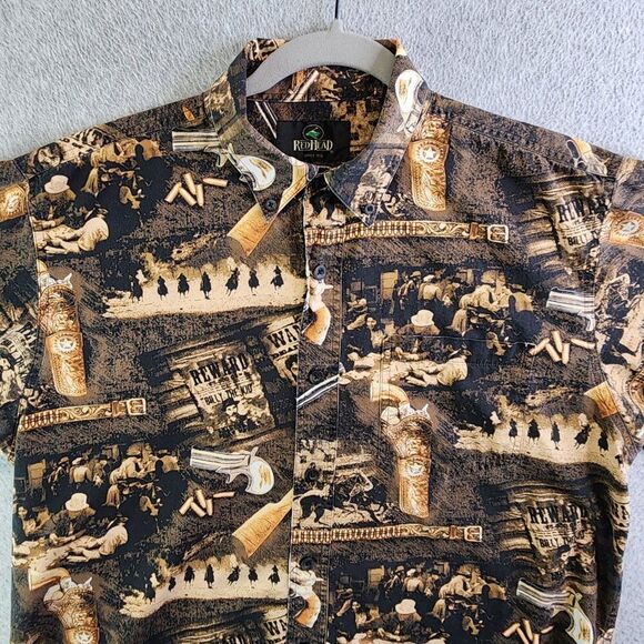 Vintage Redhead Shirt Mens L Western Saloon Billy The Kid Woodland Cabin Hunting - Picture 13 of 13